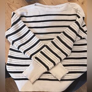 lululemon crochet Black and Cream Striped Sweater